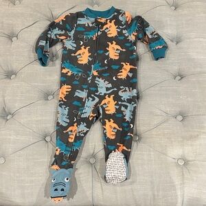Carter's Teal and Orange Dragon Footie Pajama